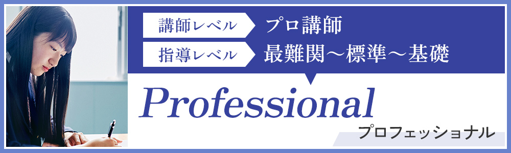 プロフェッショナル　講師レベル：プロ講師、指導レベル：最難関～標準～基礎